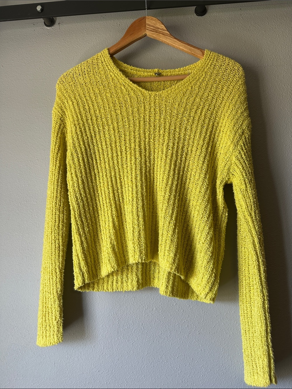 Margaret O’Leary Neon yellow green chartreuse cashmere cotton blend sweater XS
